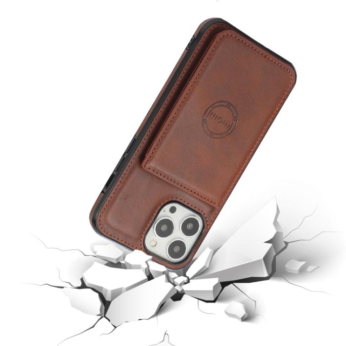Bild 6,  iPhone 14 Pro Skal Med Kortfack Och Magnet Brun - Teknikhallen.se