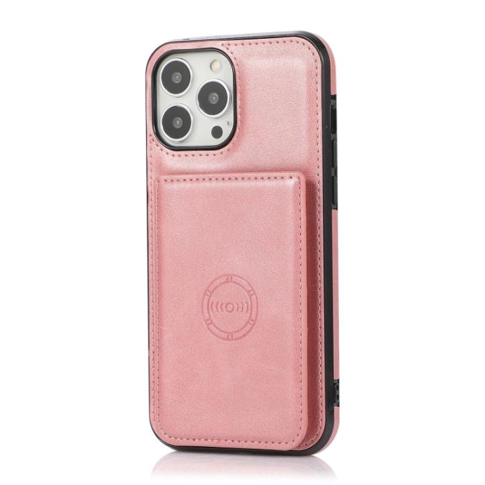 Bild 2,  iPhone 14 Pro Skal Med Kortfack Och Magnet Roséguld - Teknikhallen.se