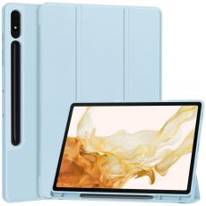  Samsung Galaxy Tab S9 Plus Fodral Tri-Fold Pennh&aring;llare Bl&aring; - Teknikhallen.se