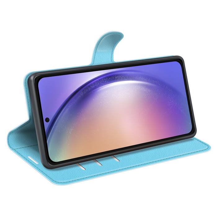 Bild 3,  Samsung Galaxy A55 5G Fodral Litchi Läder Ljus Blå - Teknikhallen.se