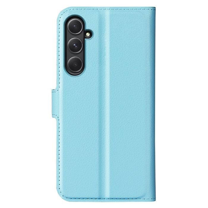 Bild 6,  Samsung Galaxy A55 5G Fodral Litchi Läder Ljus Blå - Teknikhallen.se