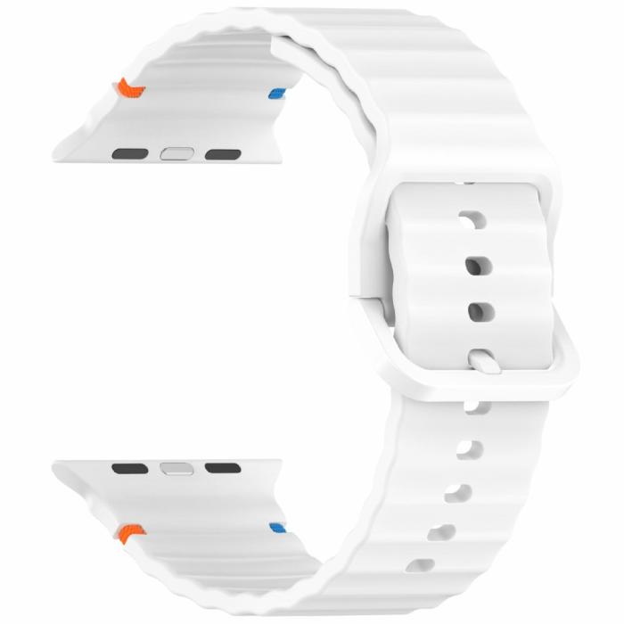 Bild 3,  Apple Watch 42/44/45/46/49 mm Armband Silikon Wave Vit - Teknikhallen.se
