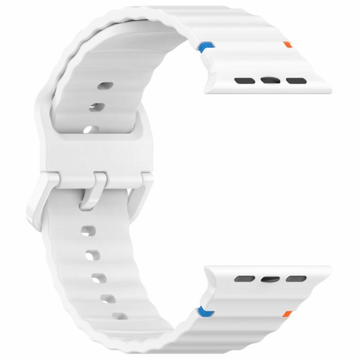 Bild 4,  Apple Watch 42/44/45/46/49 mm Armband Silikon Wave Vit - Teknikhallen.se