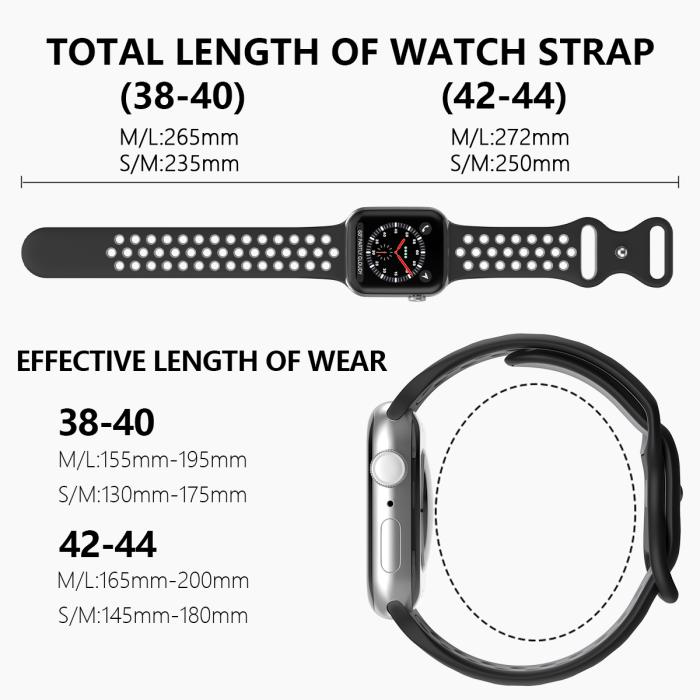 Bild 4, ColorPop Sportarmband Dual-Color Apple Watch 42/41/40/38 mm (S/M) Svart/Grå - Teknikhallen.se