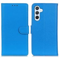  Samsung Galaxy S24 FE Fodral Litchi L&auml;der Bl&aring; - Teknikhallen.se