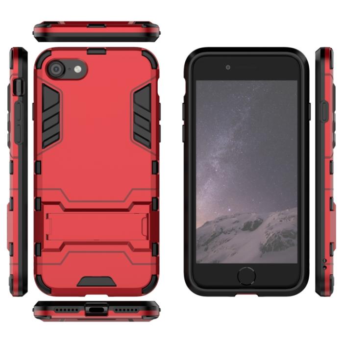 Bild 3,  iPhone 7/8/SE Skal Hybrid Armor Kickstand Röd - Teknikhallen.se