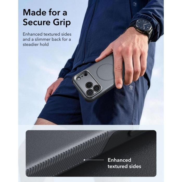 Bild 6, ESR ESR iPhone 18 Pro / 17 Pro Skal MagSafe Cyber Tough Kickstand Grå - Teknikhallen.se