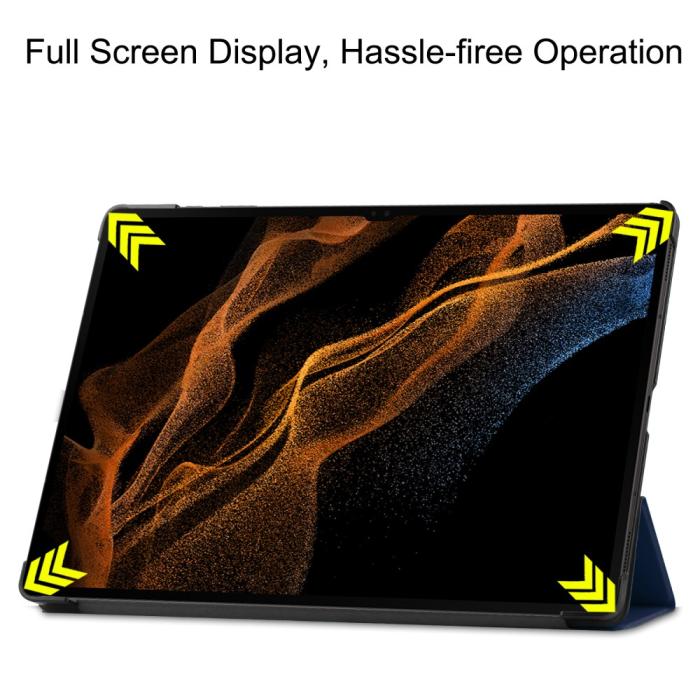 Bild 3,  Samsung Galaxy Tab S9 Ultra Fodral Tri-Fold Läder Blå - Teknikhallen.se