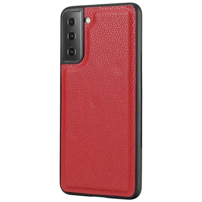 Bild 4,  Samsung Galaxy S21 Plus - 2in1 Litchi Magnet Fodral - Röd - Teknikhallen.se