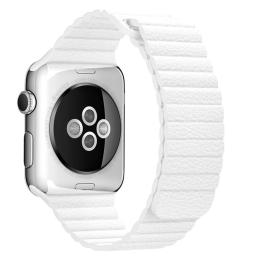  Magnetisk Loop Armband I Äkta Läder Apple Watch 44/42 mm Vit - Teknikhallen.se