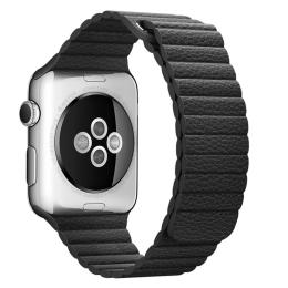  Magnetisk Loop Armband I Äkta Läder Apple Watch 40/38 mm - Svart - Teknikhallen.se