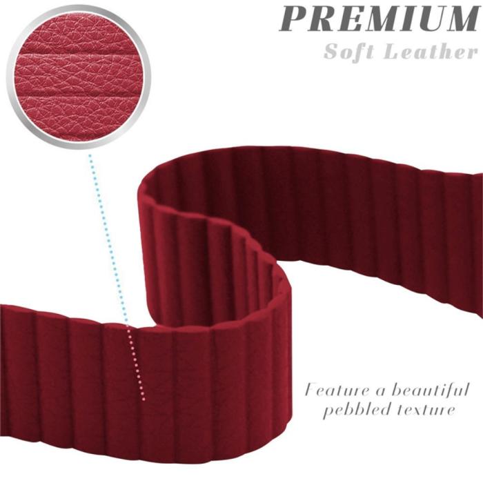 Bild 6,  Magnetisk Loop Armband I Äkta Läder Apple Watch 42/41/40/38 mm Röd - Teknikhallen.se