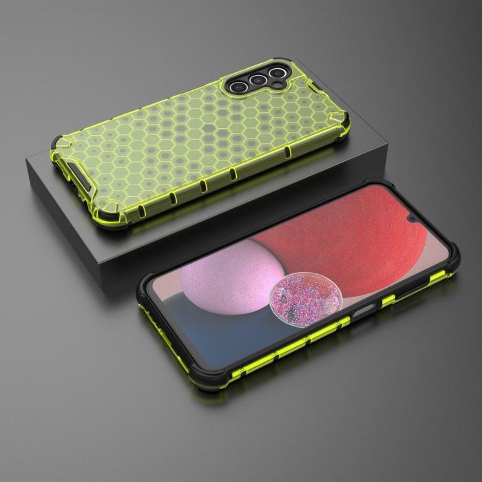 Bild 3,  Galaxy A14 4G/5G Skal Shockproof Honeycomb Textur Grön - Teknikhallen.se