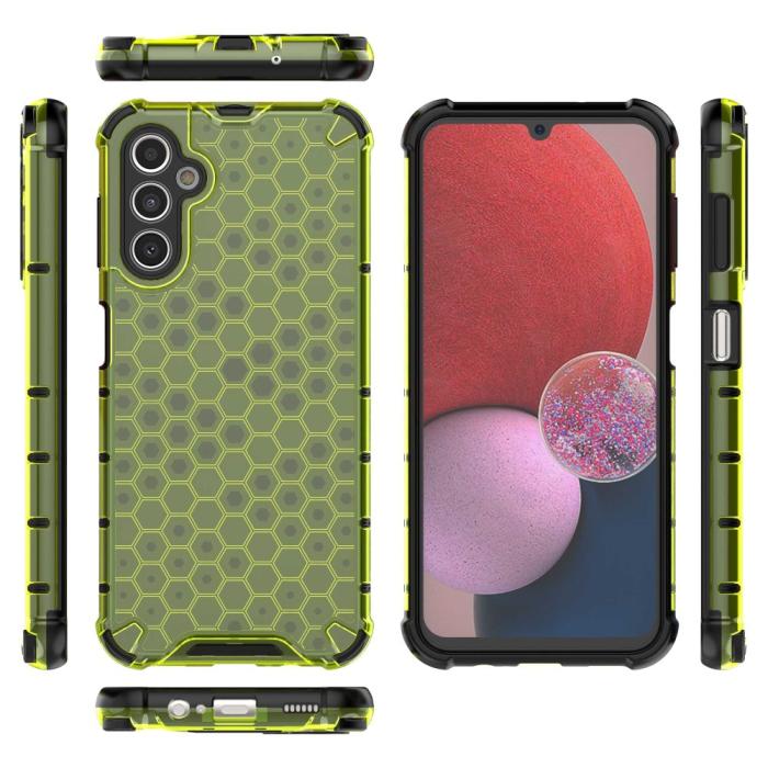 Bild 4,  Galaxy A14 4G/5G Skal Shockproof Honeycomb Textur Grön - Teknikhallen.se