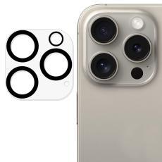  iPhone 16 Pro Max/16 Pro Linsskydd H&auml;rdat Glas Black Rings - Teknikhallen.se