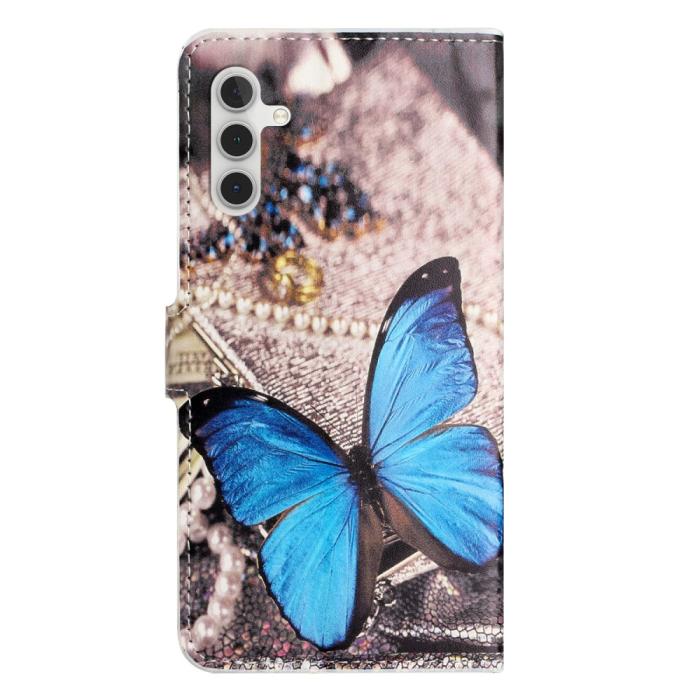 Bild 6,  Samsung Galaxy A15 5G Fodral Med Tryck Blå Fjäril - Teknikhallen.se
