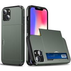  iPhone 15 Skal Hybrid Med Kortfack Milit&auml;r Gr&ouml;n - Teknikhallen.se