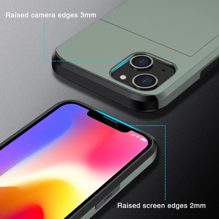 Bild 4,  iPhone 15 Skal Hybrid Med Kortfack Militär Grön - Teknikhallen.se