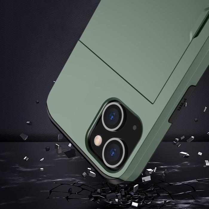 Bild 6,  iPhone 15 Skal Hybrid Med Kortfack Militär Grön - Teknikhallen.se