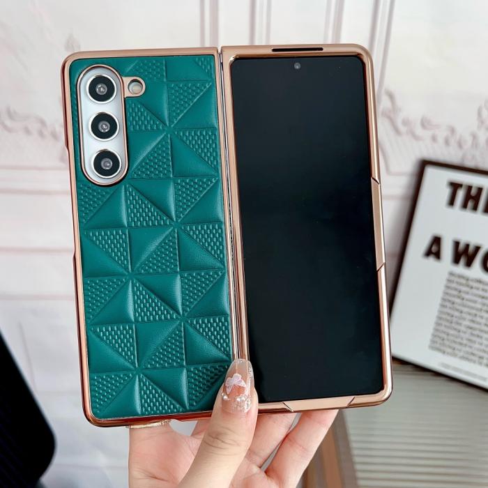 Bild 2,  Galaxy Z Fold 6 Skal Läder Mörk Grön - Teknikhallen.se