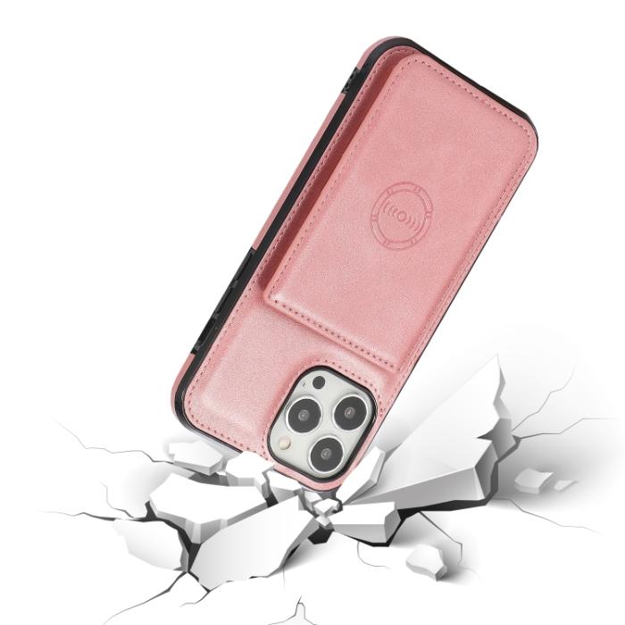 Bild 6,  iPhone 14 Pro Skal Med Kortfack Och Magnet Roséguld - Teknikhallen.se