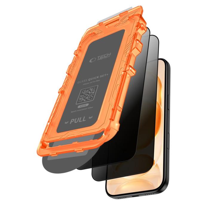 Bild 2, Tech-Protect T-P iPhone 18 Pro Max 2-PACK Skärmskydd Quick Set Spy+ - Teknikhallen.se