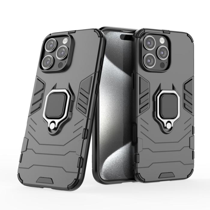Bild 2,  iPhone 16 Pro Max Skal Hybrid Armor Ring Svart - Teknikhallen.se
