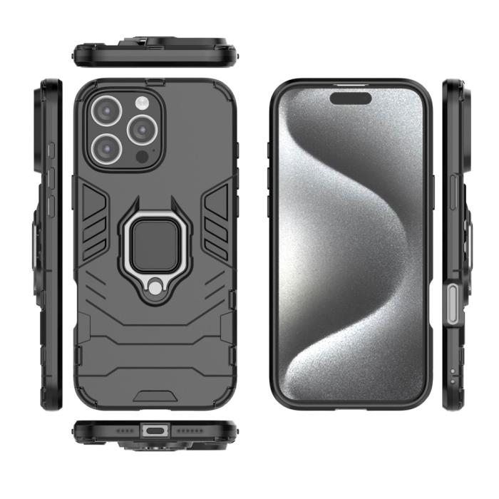 Bild 5,  iPhone 16 Pro Max Skal Hybrid Armor Ring Svart - Teknikhallen.se