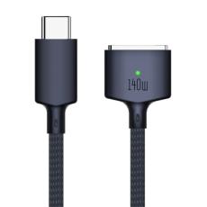  2m 140W PD USB-C - MagSafe 3 Magnetisk Nylon Kabel Bl&aring; - Teknikhallen.se