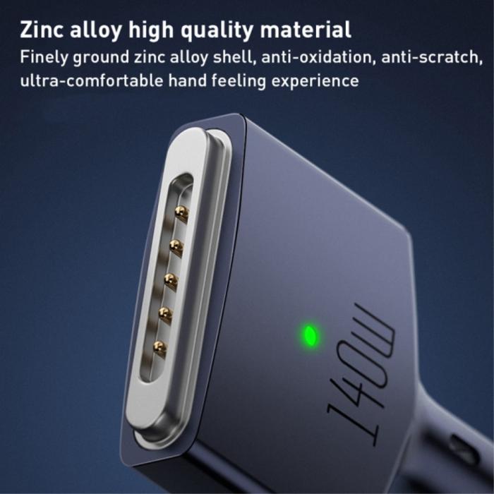 Bild 3,  2m 140W PD USB-C - MagSafe 3 Magnetisk Nylon Kabel Blå - Teknikhallen.se