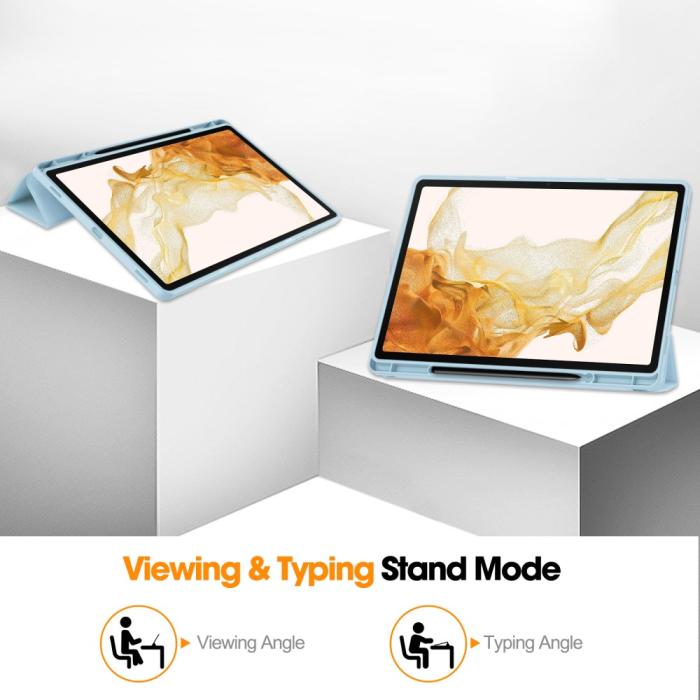 Bild 3,  Samsung Galaxy Tab S9 Plus Fodral Tri-Fold Pennhållare Blå - Teknikhallen.se