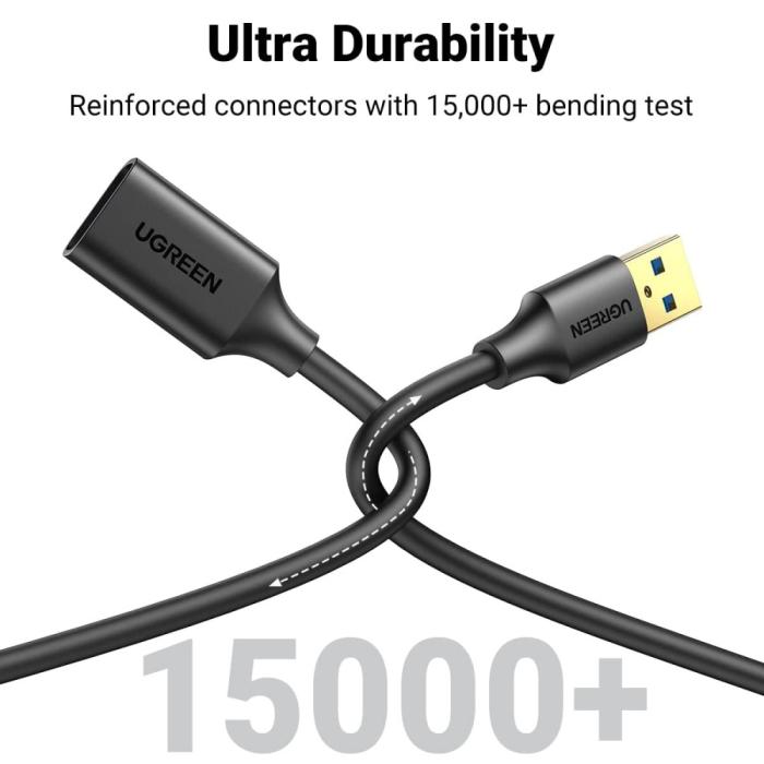 Bild 6, UGREEN UGREEN 50cm USB 3.0 Hane Till Hona Förlängningskabel Svart - Teknikhallen.se