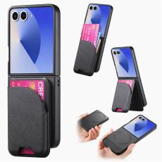  Galaxy Z Flip 7 Skal Inkl. Avtagbart Kortfack L&auml;der Svart - Teknikhallen.se