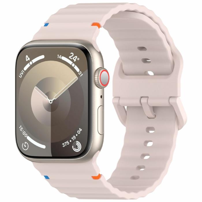 Bild 2,  Apple Watch 42/44/45/46/49 mm Armband Silikon Wave Rosa - Teknikhallen.se