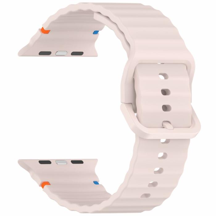 Bild 3,  Apple Watch 42/44/45/46/49 mm Armband Silikon Wave Rosa - Teknikhallen.se