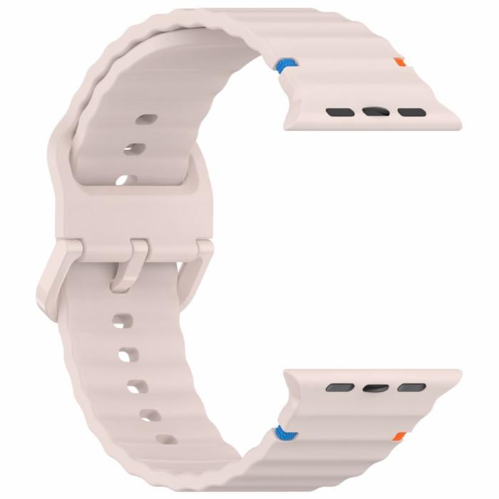 Bild 4,  Apple Watch 42/44/45/46/49 mm Armband Silikon Wave Rosa - Teknikhallen.se