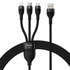 BASEUS BASEUS 1.2 m 100W 3in1 USB-C/Lightning/MicroUSB Svart - Teknikhallen.se