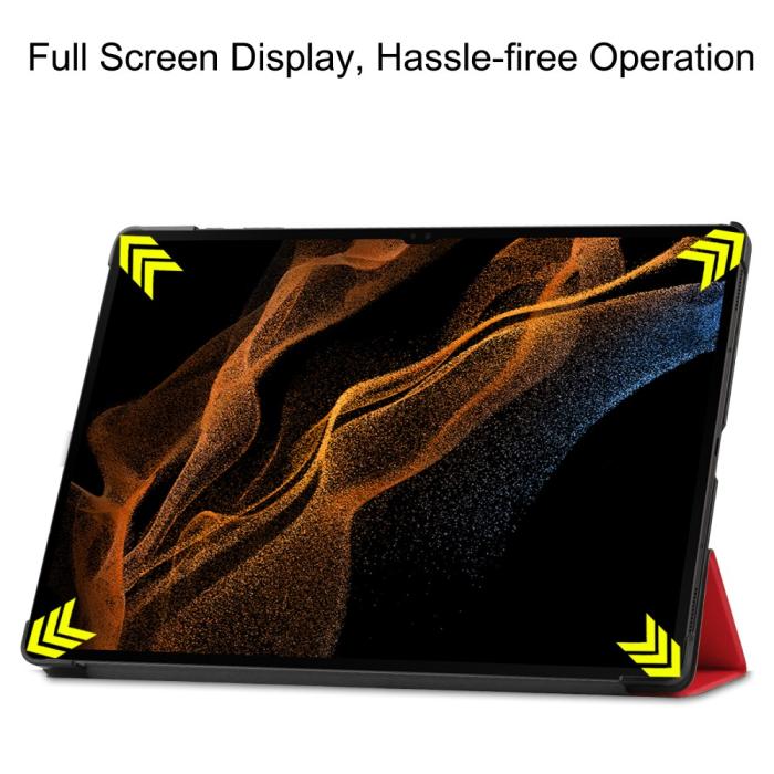 Bild 3,  Samsung Galaxy Tab S9 Ultra Fodral Tri-Fold Läder Röd - Teknikhallen.se