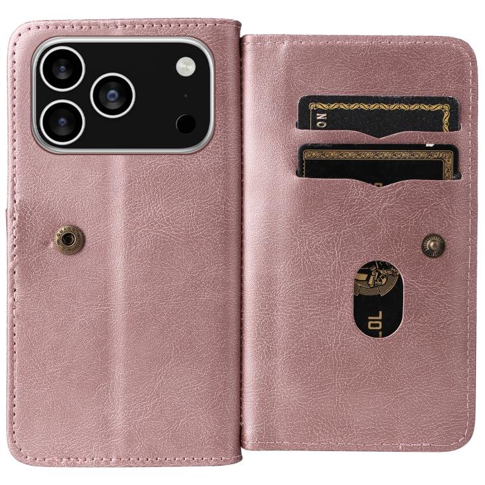 Bild 3,  iPhone 17 Pro Fodral Multifunktionellt Läder Roséguld - Teknikhallen.se