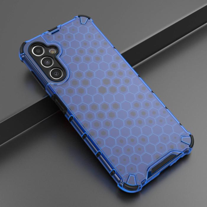 Bild 2,  Galaxy A14 4G/5G Skal Shockproof Honeycomb Textur Blå - Teknikhallen.se