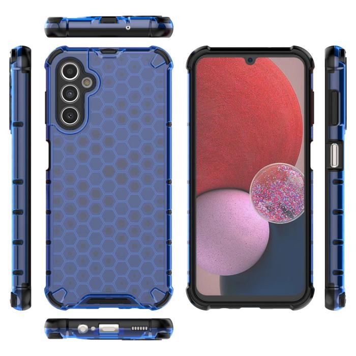 Bild 4,  Galaxy A14 4G/5G Skal Shockproof Honeycomb Textur Blå - Teknikhallen.se