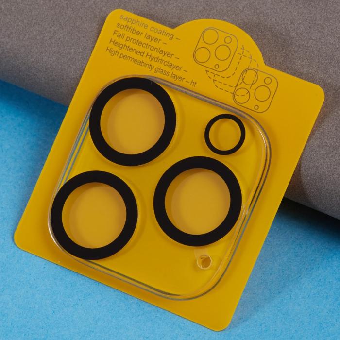 Bild 5,  iPhone 16 Pro Max/16 Pro Linsskydd Härdat Glas Black Rings - Teknikhallen.se