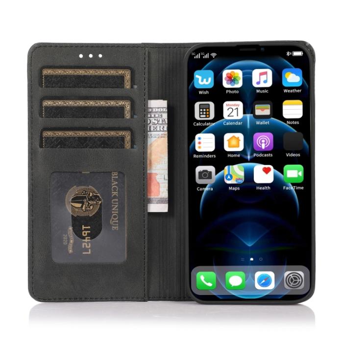 Bild 4,  iPhone 14 Plus Fodral Flip Läder Svart - Teknikhallen.se