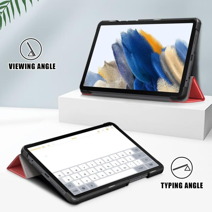 Bild 3,  Samsung Galaxy Tab A9 Fodral Tri-Fold PU Läder Röd - Teknikhallen.se