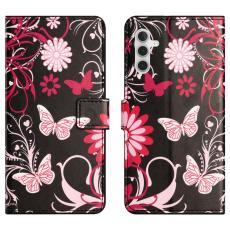  Samsung Galaxy A15 5G Fodral Med Tryck R&ouml;d/Rosa Fj&auml;rilar - Teknikhallen.se
