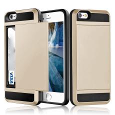  iPhone 6/6s Skal Hybrid Kortfack - Guld - Teknikhallen.se