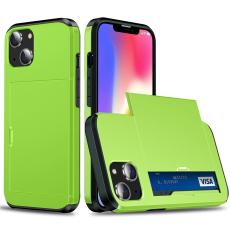  iPhone 15 Skal Hybrid Med Kortfack Gr&ouml;n - Teknikhallen.se
