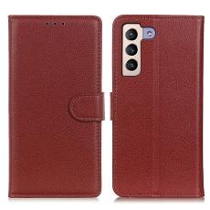  Samsung Galaxy S23 Plus Fodral Litchi L&auml;der Brun - Teknikhallen.se