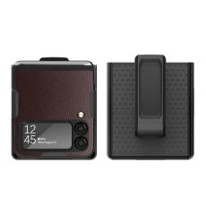  Samsung Galaxy Z Flip 4 Skal Litchi Med B&auml;lteskl&auml;mma Brun - Teknikhallen.se