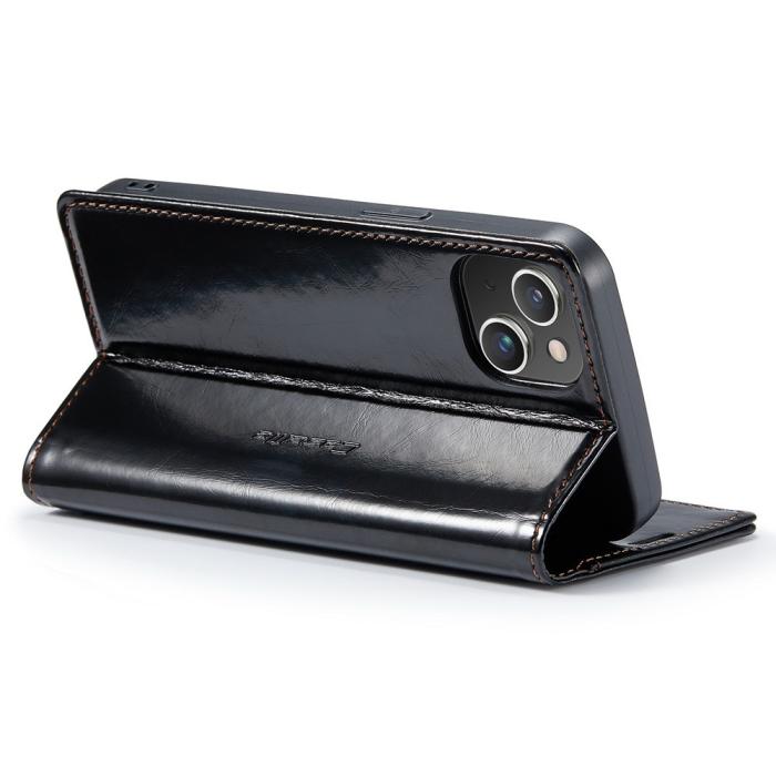 Bild 3, CASEME CASEME iPhone 15 Plus Fodral Oil Wax Flip Svart - Teknikhallen.se